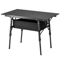Outsunny 3ft Aluminum Small Folding Table, Portable Camping Table with Storage Bag, Carry Bag for Outdoor Picnic BBQ, Black(m-1)