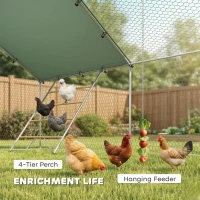 PawHut Metal Chicken Run w/ Waterproof & Anti-UV Cover, Feeding Door, Hanging Feeder, for 18-24 Chickens, 9.8' x 19.7' x 6.4'(m-4)