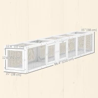 PawHut Cat Tunnel, Outdoor Cat Enclosure with Combinable Design, 8 Doors, 98" Kitty Toys for House, Window, Cage, White(m-3)