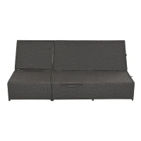 Outdoor Patio Sunbed with Adjustable Backrest & Side Tray, Wicker Rattan Lounger with Thick Cushion, 47" L x 29.5" W x 15" H, Gray(m-15)