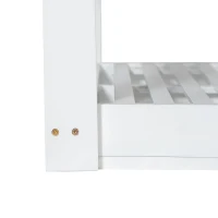 Twin Daybed Porch Swing with 4 Rope for Patio or Garden, Wood Swing Bench with Farmhouse Design, 82'' L x 40.5'' W x 27.5'' H, White(m-10)