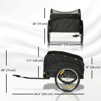 Soozier Bike Cargo Trailer, 45 Gal Bicycle Trailer Wagon Cart with Cargo Net, Quick Release 20" Wheels, Safe Reflectors(m-3)