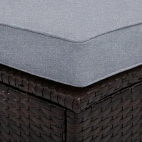 5 Piece Half-Moon Patio Sectional with Glass Table, All-Weather Wicker Sofa with Thick Cushions, 47.5" L x 27" W x 27" H, Grey(m-5)