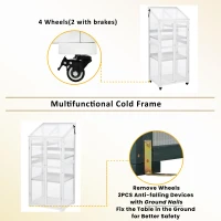Portable Wood Greenhouse with Openable Roof & 3-Tier Shelf, Vertical Cold Frame for Indoor Outdoor Use, 31.5'' L x 22.5'' W x 62'' H, White(m-7)