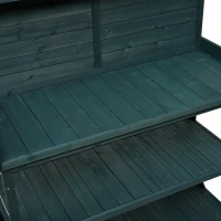 Outdoor Potting Bench with 4 Shelf & Side Hook for Patio, Farmhouse Garden Workstation with Large Tabletop, 47'' L x 19.5'' W x 65'' H, Green(m-10)