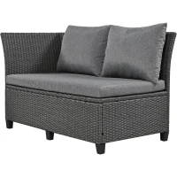 5-Piece Rattan Patio Sofa with Extendable Side Table & Dining Table, All-Weather Wicker Sectional for Garden, 47" L x 27.5" W x 27.5" H, Gray(m-9)