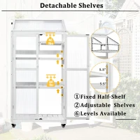 Portable Wood Greenhouse with Openable Roof & 3-Tier Shelf, Vertical Cold Frame for Indoor Outdoor Use, 31.5'' L x 22.5'' W x 62'' H, White(m-6)