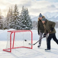 Soozier 3' x 2' Mini Hockey Goal, Easy Setup Hockey Net with Metal Frame, Lightweight & Portable(m-1)