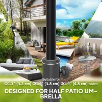 Outsunny 20 lbs Resin Half Parasol Base Outdoor Umbrella Stand Weight, Concrete Garden Parasol Stand, Black(m-4)