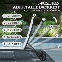 Outsunny Outdoor Lounge Chair Set of 2, Tanning Chair with Wheels, Breathable Mesh for Patio, Backyard, Poolside, Cream White(m-4)