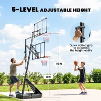 Soozier Portable Basketball Hoop Height Adjustable 8-10 Ft with 47" Shatterproof Backboard, Shock Absorbent Rim, Fillable Base(m-4)