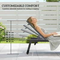 Outsunny Chaise Lounge Chair for 2 Person, Outdoor Lounge Chair with 5-Position Adjustable and Wheels(m-5)