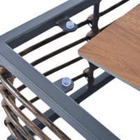 All-Weather Patio Sectional with Cushions & Coffee Table, Metal Furniture with Modular Design for Garden, 25" L x 25" W x 24" H, Dark grey(m-9)