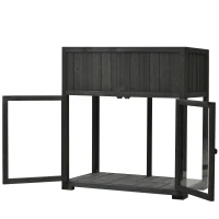 Mini Wood Cold Frame Greenhouse with Wheels for Patio, Elevated Garden Bed for Indoor Outdoor Use, 35.5" L x 17.5" W x 37.5" H, Black(m-12)