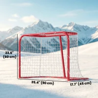 Soozier 3' x 2' Mini Hockey Goal, Easy Setup Hockey Net with Metal Frame, Lightweight & Portable(m-3)