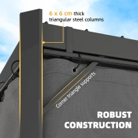 Outsunny 10 x 13 ft Louvered Pergola with Steel Roof, Curtains, Outdoor Metal Pergola Gazebo with Drainage Gutters, Grey(m-7)