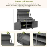 Fir Wood Potting Bench with Drawer & Cabinet for Garden, Outdoor Garden Workstation with Three-Tier Shelf, 47'' L x 23'' W x 65'' H, Gray(m-6)