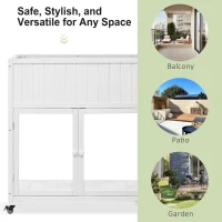 Mini Wood Cold Frame Greenhouse with Wheels for Patio, Elevated Garden Bed for Indoor Outdoor Use, 35.5" L x 17.5" W x 37.5" H, White(m-6)