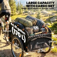Soozier Bike Cargo Trailer, 45 Gal Bicycle Trailer Wagon Cart with Cargo Net, Quick Release 20" Wheels, Safe Reflectors(m-4)