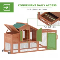PawHut Chicken Coop with Run Mobile Wooden Hen House with Nesting Box Pull-out Tray for 1-2 Chickens Orange(m-6)