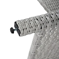 5-Piece Rattan Patio Sofa with Extendable Side Table & Dining Table, All-Weather Wicker Sectional for Garden, 47" L x 27.5" W x 27.5" H, White(m-9)