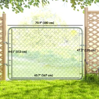 Outsunny Garden Gate Chain Link Fence Gate, Galvanized Steel Garden Door for Yard Entrance Way, 47.2 x 70.9 in., Silver(m-3)