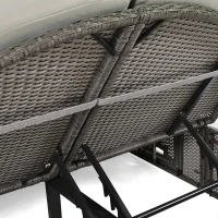 All-Weather Rattan Daybed with Adjustable Backrest, Stylish Chaise Lounge with Thick Cushion for Poolside, 78.5" L x 55.5" W x 16.5" H, Gray(m-10)