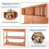 Rustic Wooden Potting Bench with 4 Storage Shelf & Side Hook, Outdoor Garden Workstation for Patio, 47'' L x 19.5'' W x 65'' H, Natural(m-7)