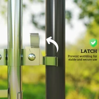 Outsunny Garden Gate Chain Link Fence Gate, Galvanized Steel Garden Door for Yard Entrance Way, 70.9 x 70.9 in., Silver(m-7)