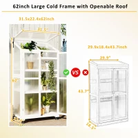 Portable Wood Greenhouse with Openable Roof & 3-Tier Shelf, Vertical Cold Frame for Indoor Outdoor Use, 31.5'' L x 22.5'' W x 62'' H, White(m-5)