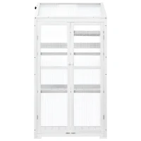Portable Wood Greenhouse with Openable Roof & 3-Tier Shelf, Vertical Cold Frame for Indoor Outdoor Use, 31.5'' L x 22.5'' W x 62'' H, White(m-13)