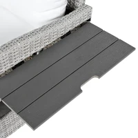 5-Piece Rattan Patio Sofa with Extendable Side Table & Dining Table, All-Weather Wicker Sectional for Garden, 47" L x 27.5" W x 27.5" H, White(m-8)