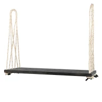 Acacia Wood Porch Swing with 10.8FT Hemp Rope for Adults, Durable Hanging Swing Bench with Cushion, 63" L x 23.5" W x 2" H, Brown(m-15)