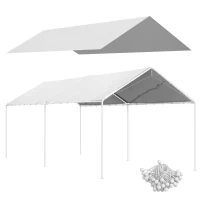 Outsunny 10 x 20ft Carport Roof, UV Resistant Canopy Replacement Cover with Ball Bungee Cords, White(m-11)