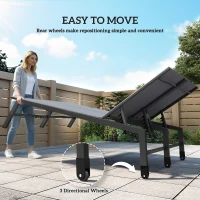 Outsunny Chaise Lounge Chair for 2 Person, Outdoor Lounge Chair with 5-Position Adjustable and Wheels(m-6)