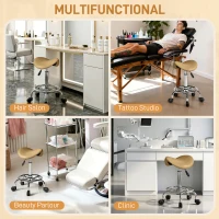 HOMCOM Saddle Stool, PU Leather Adjustable Rolling Salon Chair, Light Brown(m-7)