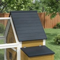 PawHut 65" Chicken Coop Wooden Chicken House Rabbit Hutch Poultry Cage Hen Pen Backyard with Nesting Box, Ramp, Run, Yellow(m-9)