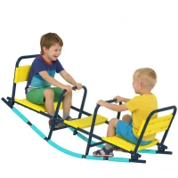 Qaba Teeter Totter Seesaw for Kids, 2 in 1 Metal Rocking Seesaw for Toddlers Age 3-8, Playground Equipment for Backyard(m-11)