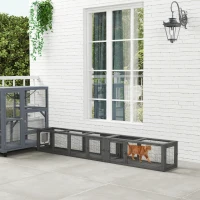 PawHut Cat Tunnel, Outdoor Cat Enclosure with Combinable Design, 8 Doors, 98" Kitty Toys for House, Window, Cage, Dark Grey(m-1)