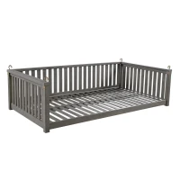 Minimalist Swing Bed with Safe Sloped Design for Backyard, Wooden Porch Swing with High Weight Capacity, 79" L x 41.5" W x 21" H, Gray(m-13)