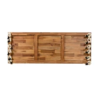 Acacia Wood Porch Swing with 10.8 FT Hemp Ropes, Cushion, 2 Pillows, Hanging Porch Swing Bench for Patio, 63'' L x 23.5'' W x 2'' H, Natural(m-11)