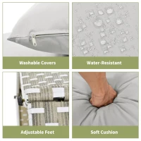 Round Rattan Patio Daybed with Retractable Canopy and Table, Versatile Sunbed with Separate Garden Seating, 66.5" L x 65" W x 53.5" H, Gray(m-7)