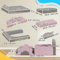 Qaba 12-Piece Climbing Toys for Toddlers with Ball Pit (Balls not Included), Indoor Climb and Crawl Activity Play Set, Grey(m-3)