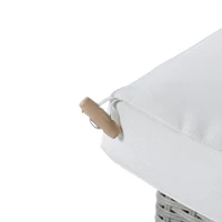 5-Piece Rattan Patio Sofa with Extendable Side Table & Dining Table, All-Weather Wicker Sectional for Garden, 47" L x 27.5" W x 27.5" H, White(m-5)