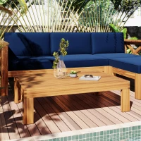 Casual Outdoor Sectional Sofa with Wood Frame & Cushions, Patio Seating Group for Backyard, 25.5" L x 25.5" W x 25.5" H, Natural(m-8)