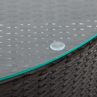 Elegant Sectional Sofa with All-Weather Wicker & Tempered Glass Table, Outdoor Patio Furniture Set for Backyard, 47.5" L x 27" W x 27" H, Gray(m-6)