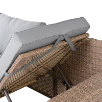 6-Piece Patio Rattan Set with Adjustable Lounger & Storage Box, All-Weather Wicker Furniture for Garden, 75.5" L x 27.5" W x 28.5" H, Natural(m-7)