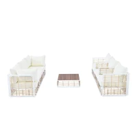 All-Weather 7-Piece Patio Sectional with Cushions & Coffee Table, Metal Furniture with Modular Design for Garden, 25" L x 25" W x 24" H, White(m-13)