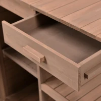 Farmhouse Wooden Potting Bench with 2 Drawer & Cabinet, Outdoor Garden Workstation with Storage Shelf, 50'' L x 20'' W x 66'' H, Brown(m-8)