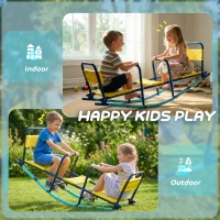 Qaba Teeter Totter Seesaw for Kids, 2 in 1 Metal Rocking Seesaw for Toddlers Age 3-8, Playground Equipment for Backyard(m-5)